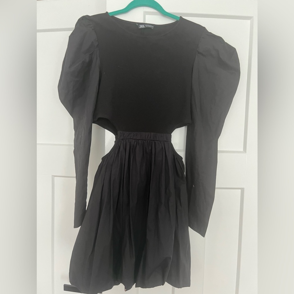 Zara Black Bubble Mini Cutout Dress